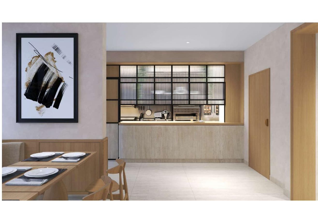 La salle du restaurant et son passe ouvert